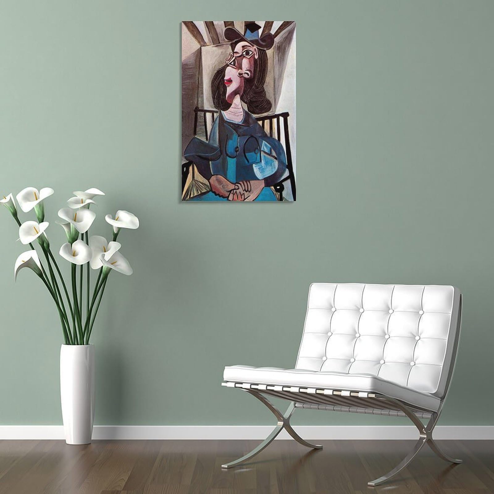 パブロ・ピカソ 【椅子に座る乗除】 リトグラフポスター 人物