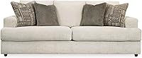 Signature Design by Ashley Soletren Queen Sofa Sleeper in Off-White Chenille, Memory Foam Mattress & 4 Pillows