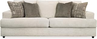 Signature Design by Ashley Soletren Contemporary Chenille Queen Sofa Sleeper with 4 Accent Pillows, Off-White