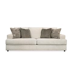 Signature Design by Ashley Soletren Contemporary Chenille Queen Sofa Sleeper with 4 Accent Pillows Off-White