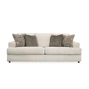 Signature Design by Ashley Soletren Contemporary Chenille Queen Sofa Sleeper with 4 Accent Pillows Off-White