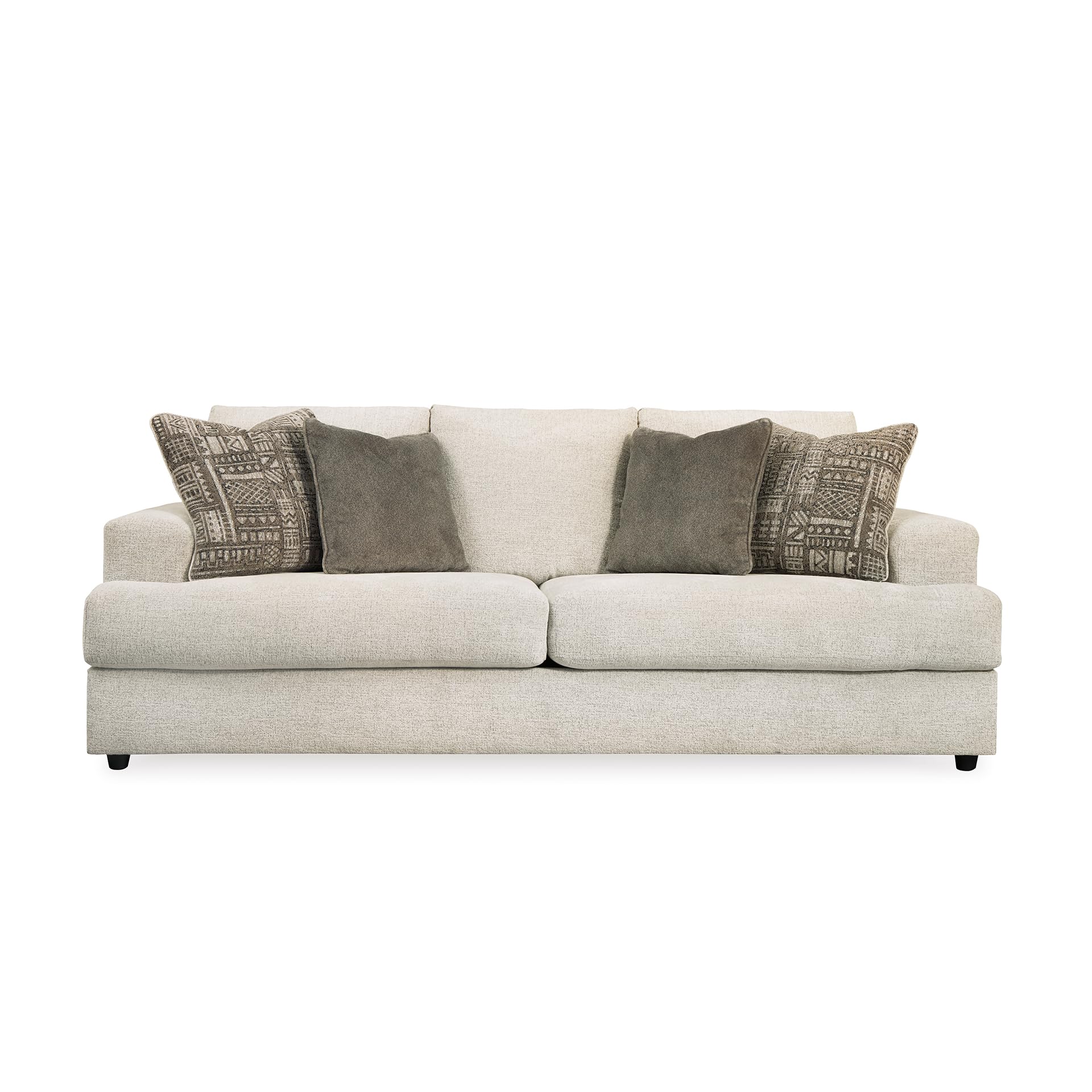 Signature Design by Ashley Soletren Contemporary Chenille Queen Sofa Sleeper with 4 Accent Pillows Off-White