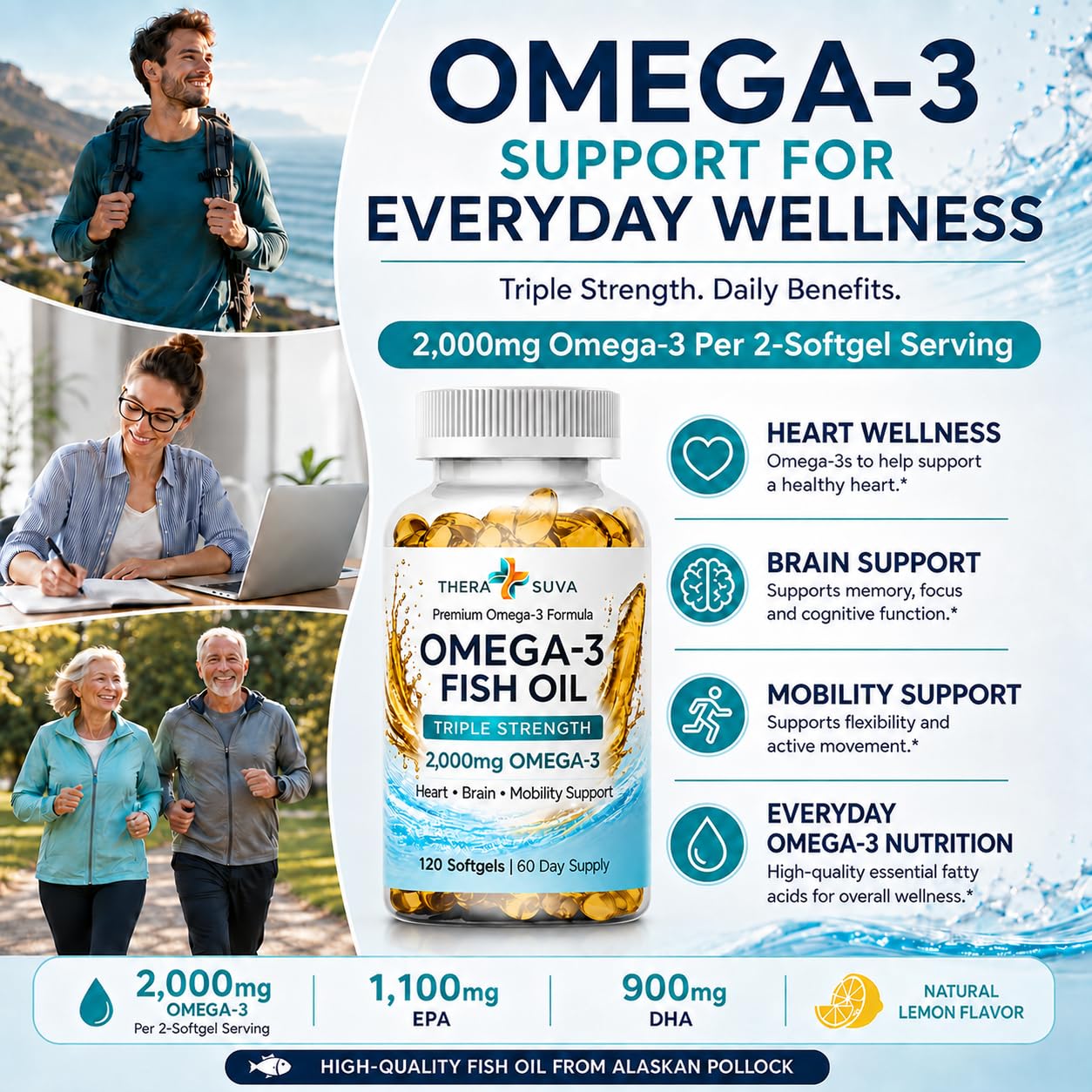 Wild Alaskan Fish Oil w/2000mg Omega-3, 120 Veggie Softgels — Amazon image 4