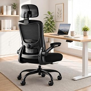 Ergonomic Office Chair for Long Hours, Adjustable Padded Lumbar Support for Lower Back Relief, 330 lb Capacity, Comfortable Computer Desk Chair for Home Office, Work & Study - Amazon product rated Grade A