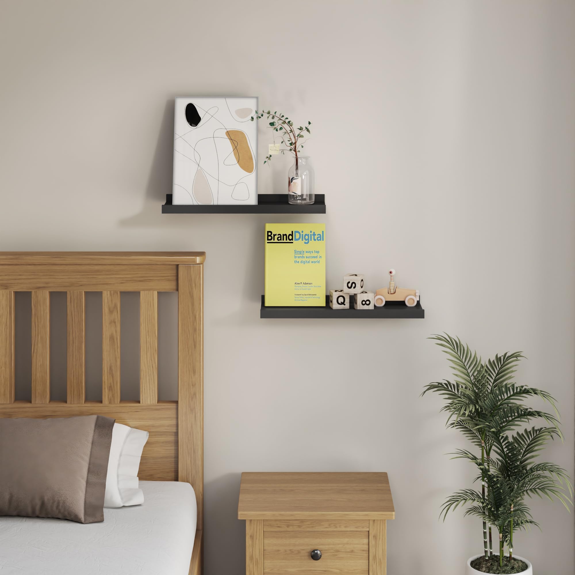 SONGMICS Wandrek, set van 3, zwevende plank, 30/35/40 cm, wandmontage, elk tot 10 kg belastbaar, voor woonkamer, werkkamer, badkamer, keuken, zwart LWS40BK