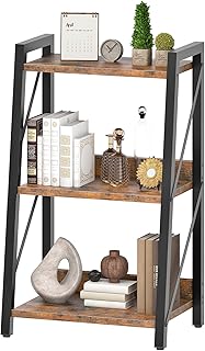 HOOBRO Ladder Shelf, 3-Tier Bookshelf, Corner Bookcase, Freestanding Sto...