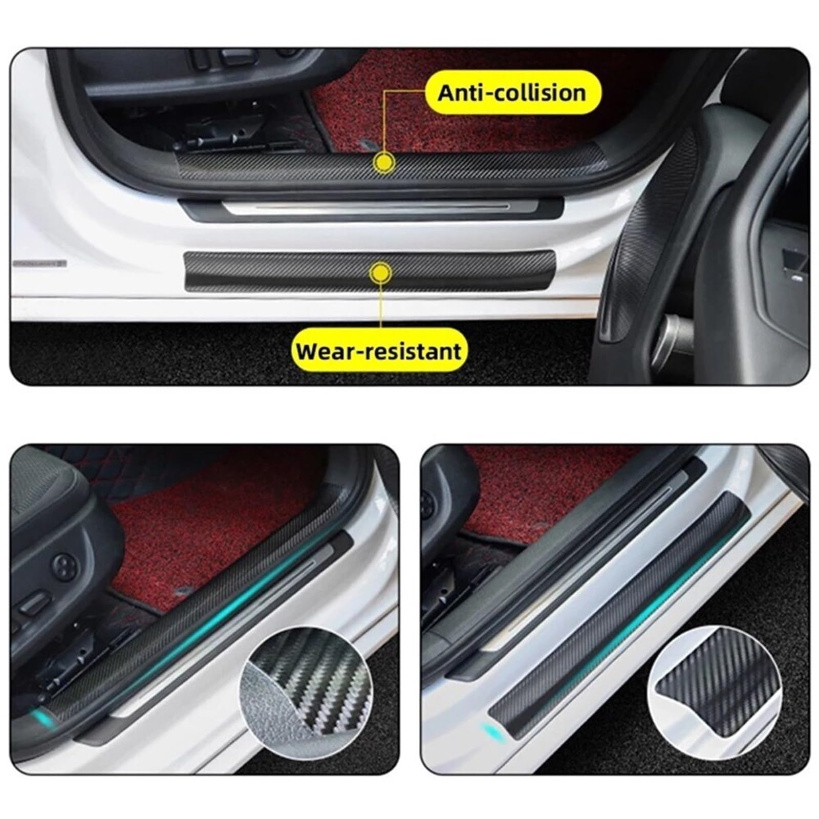 Moldura Protectora del Maletero Adhesivo de Fibra Carbono para Coche=Cinta antiarañazos para Espejo Lateral umbral Puerta Coche, película Protectora Impermeable(Width 3cm,Length 5m)