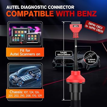 Autel Original BENZ-38 PIN Adapter, 38 Pin to 16 Pin OBDII Connector