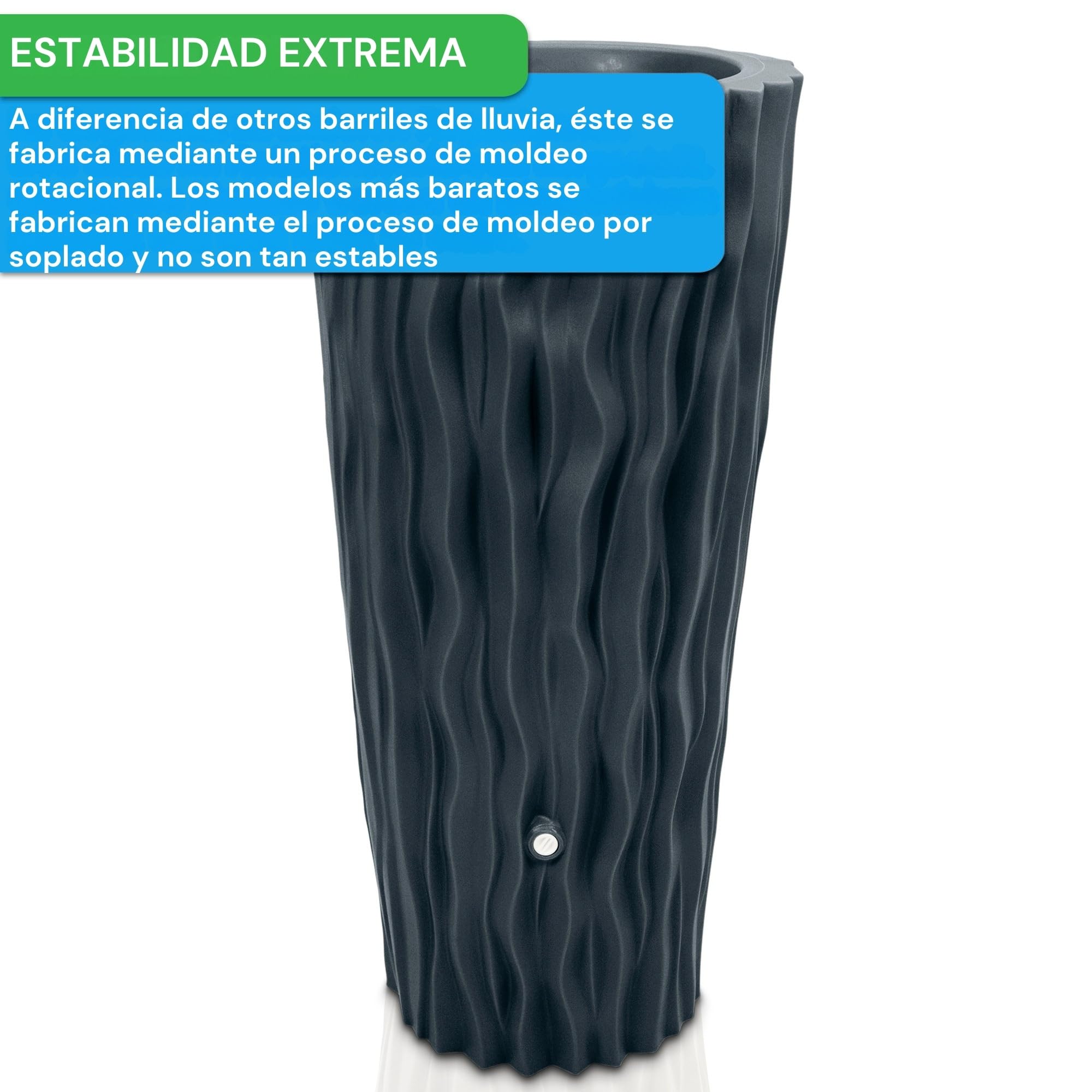 YourCasa AquaDesign Flower - Depósito de lluvia (160 L, con rosca de metal y maceta), color gris antracita