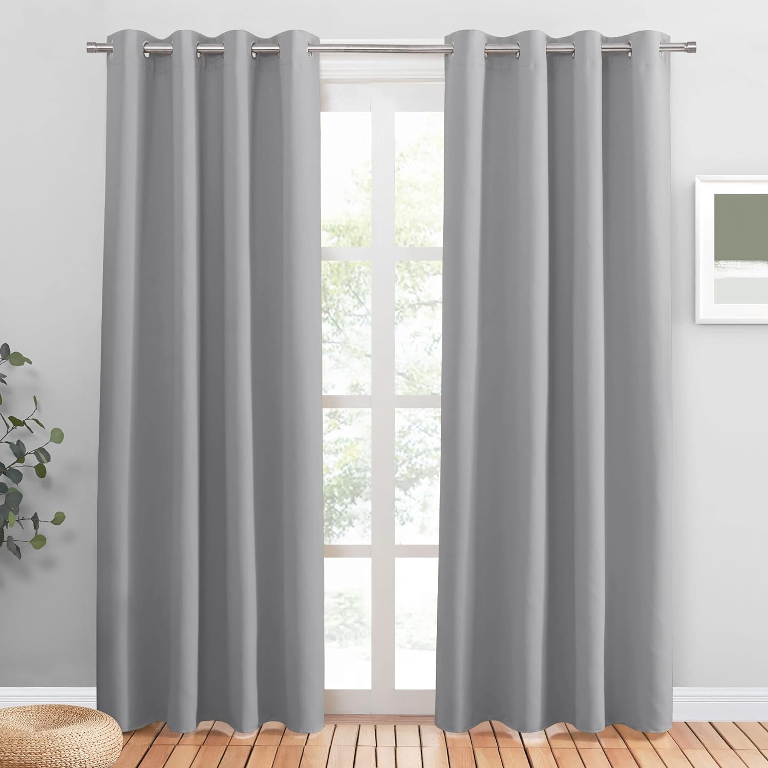 PONY DANCE Blackout Curtains for Bedroom - Noise Reductiong Window Drapes Room Darkening Curtains for Living Room/Dorways, 2 Panels, 55 x 80 inch, Sliver Grey 55"W x 80"L (Pack of 2) Sliver Grey