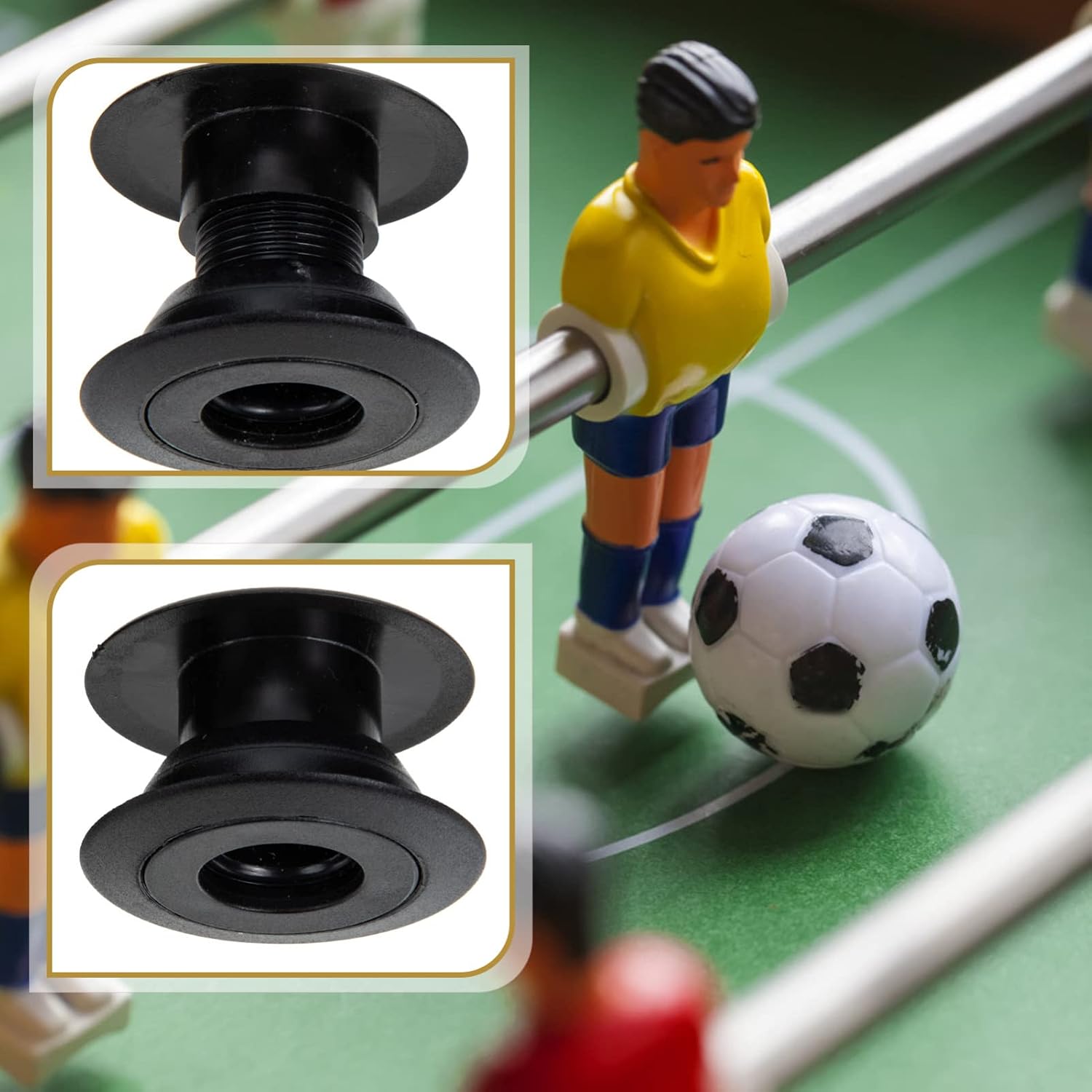 Gatuida 10 Pairs Table Foosball Bushings Table Football Bearing Rods Foosball Machine Bearings Foosball Replacement Parts for Foosball Tables Black 16mm