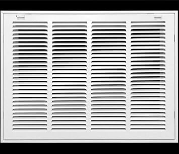 HVAC Premium 20" X 10" Steel Return Air Filter Grille for 1" Filter - Easy Plastic Tabs for Removable Face/Door - HVAC Duct Cover - Flat Stamped Face -White [Outer Dimensions 22 5/8"w X 12 5/8"h]