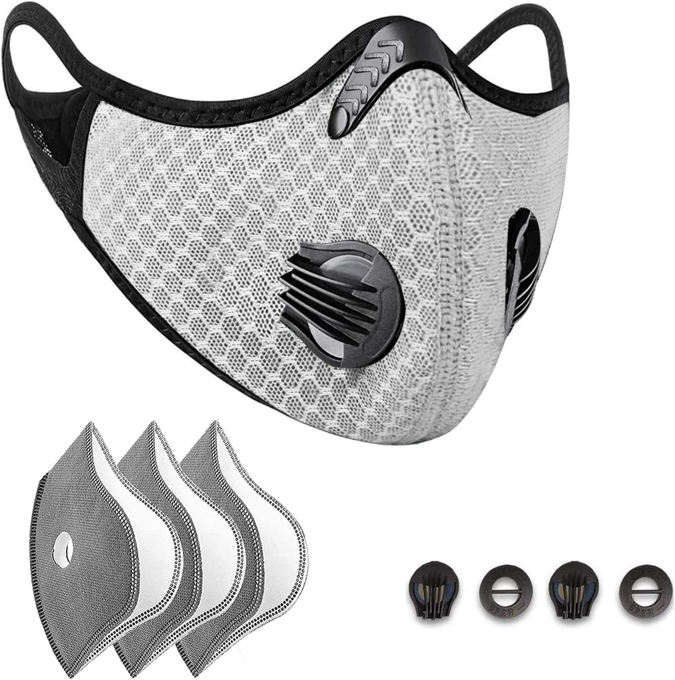 Filters Reusable Anti Dust Unisex Mouth Face Filter Replacement Breathable Earloop Anti Smoke Pollution Pollen for Outdoor Cycling,Sports,Running,Gray - - 