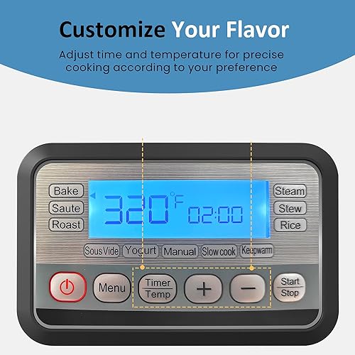 Miniatura 6 de Multicocina 11 en 1, horno asador de olla lenta de 6.5 cuartos de galón, olla multifuncional programable digital con temporizador, control de