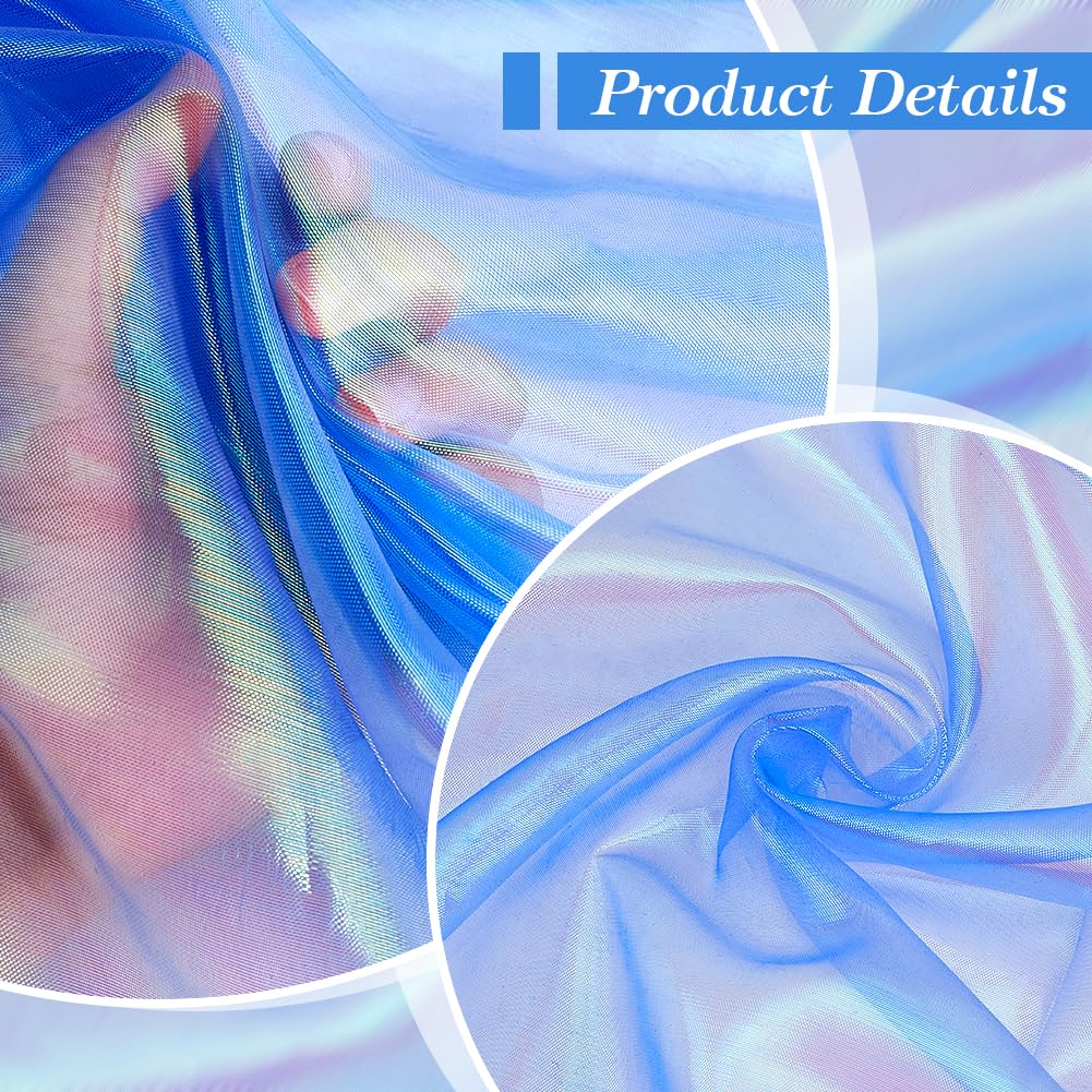AHANDMAKER Transparenter Schillernder Organza-Stoff, 59,11 cm Breit, {9},{1} m, Vorgeschnittene, Seidig Glänzende Organza-Stoffe Für Glänzenden Fotohintergrund, Hochzeitskleid, Heimwerkerbedarf – Blau