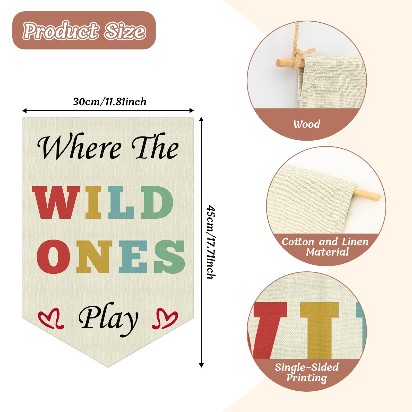 Playroom Wall Decor Hanging Pennant Flag Classroom Banner Nursery Bedroom Wall Sign Decor Playroom Banner Front Door Banner Baby Kids Girl Boy Teen Christmas Birthday Gift for Kids Girl Boy Teen Linen