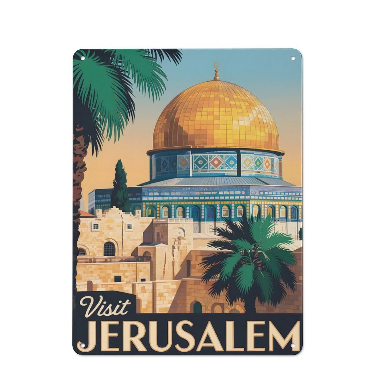Casual Visit Jerusalem Travel (2) Shed Metal Sign 40x30cm, Utility Space Decor for Shed, Garden Room, Porch Or Garage