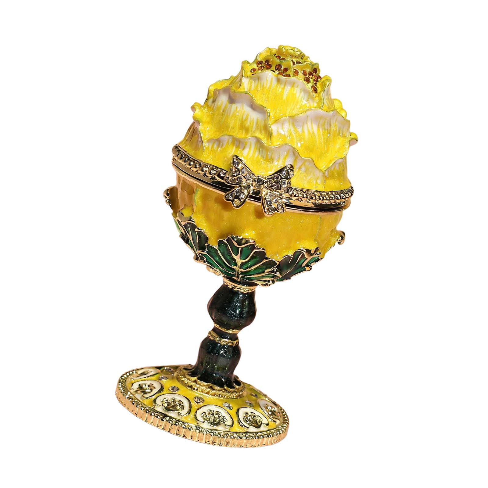 Msioytog Alloy High Foot Easter Eggs Jewelry Box with Delicate Handcraft Detail for Holiday Decoration and Gift Giving Decorative Easter Storage Box
