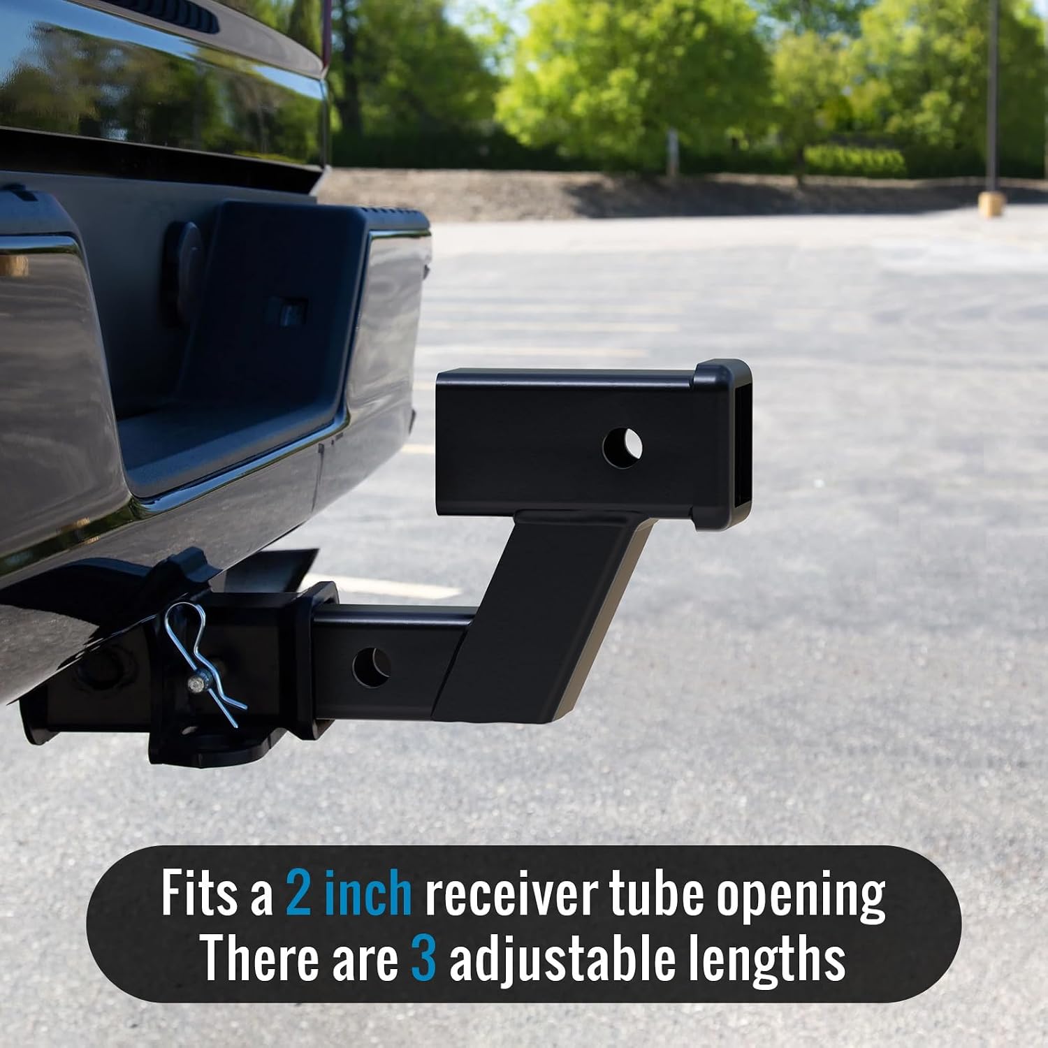 4" Drop/Rise Trailer Hitch Receiver Adapter Extension, Riser Extender, 2-inch Receiver With Pin and Clip