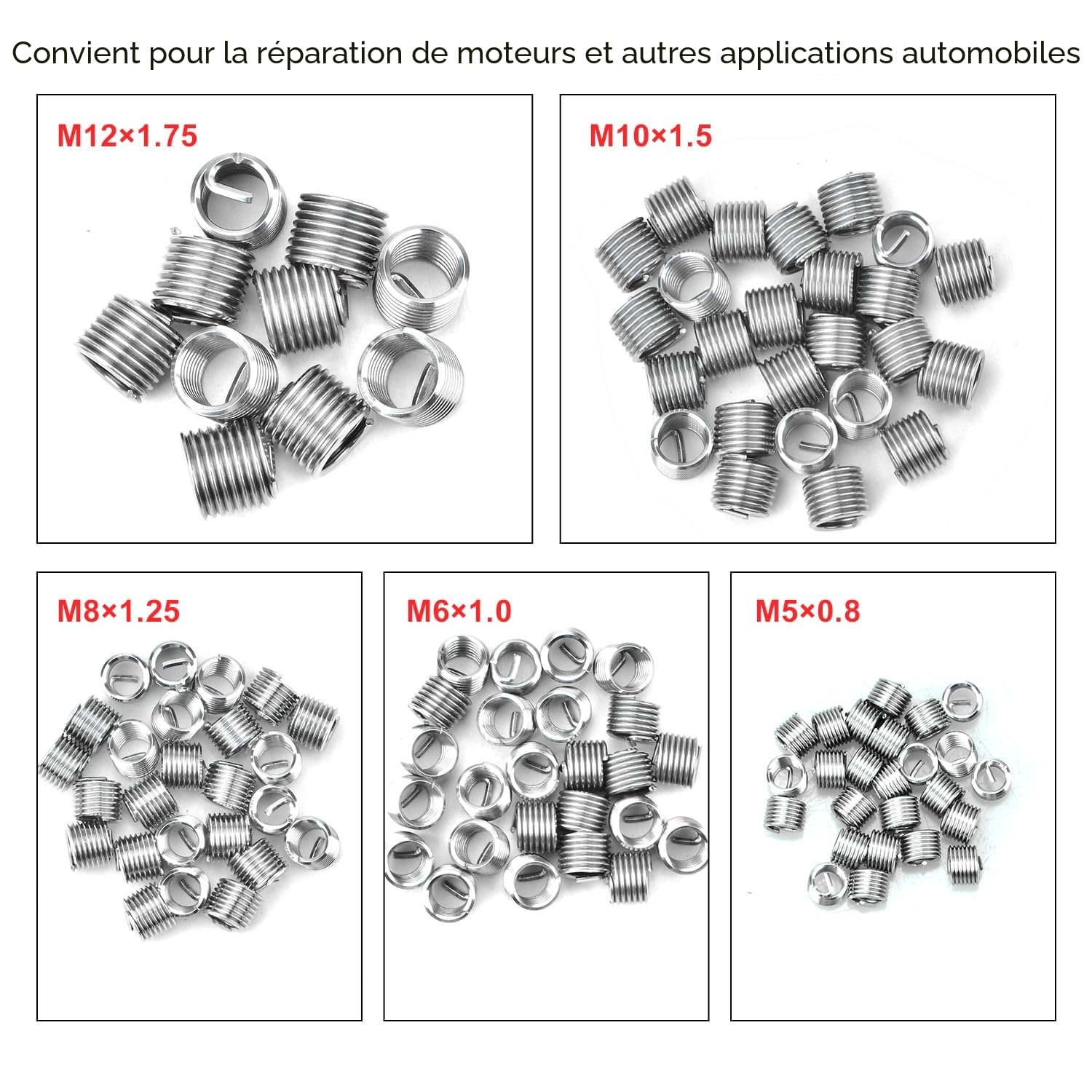 Kit de réparation de filetage HSS 131 pièces - Outil de réparation métrique M5 M6 M8 M10 M12
