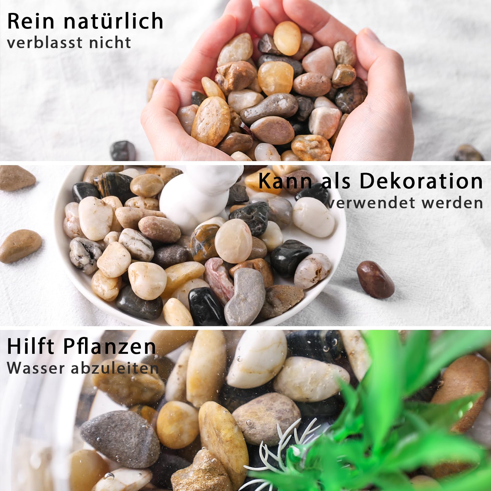 HAKACC 450g Kamienie rzeczne, polerowane kamienie żwirowe do majsterkowania, małe kamienie dekoracyjne do wazonów, roślin, ogrodu, zieleni, sukulentów