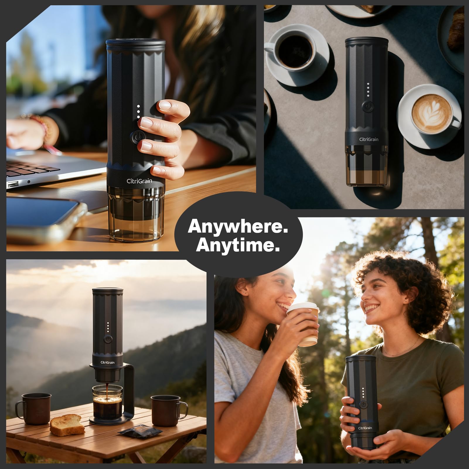 Cafetera espresso portátil para camping, viajes y exteriores, cafetera eléctrica de 20 bares, USB-C para coche/caravana/oficina, autocalentamiento rápido con soporte y funda, café molido y