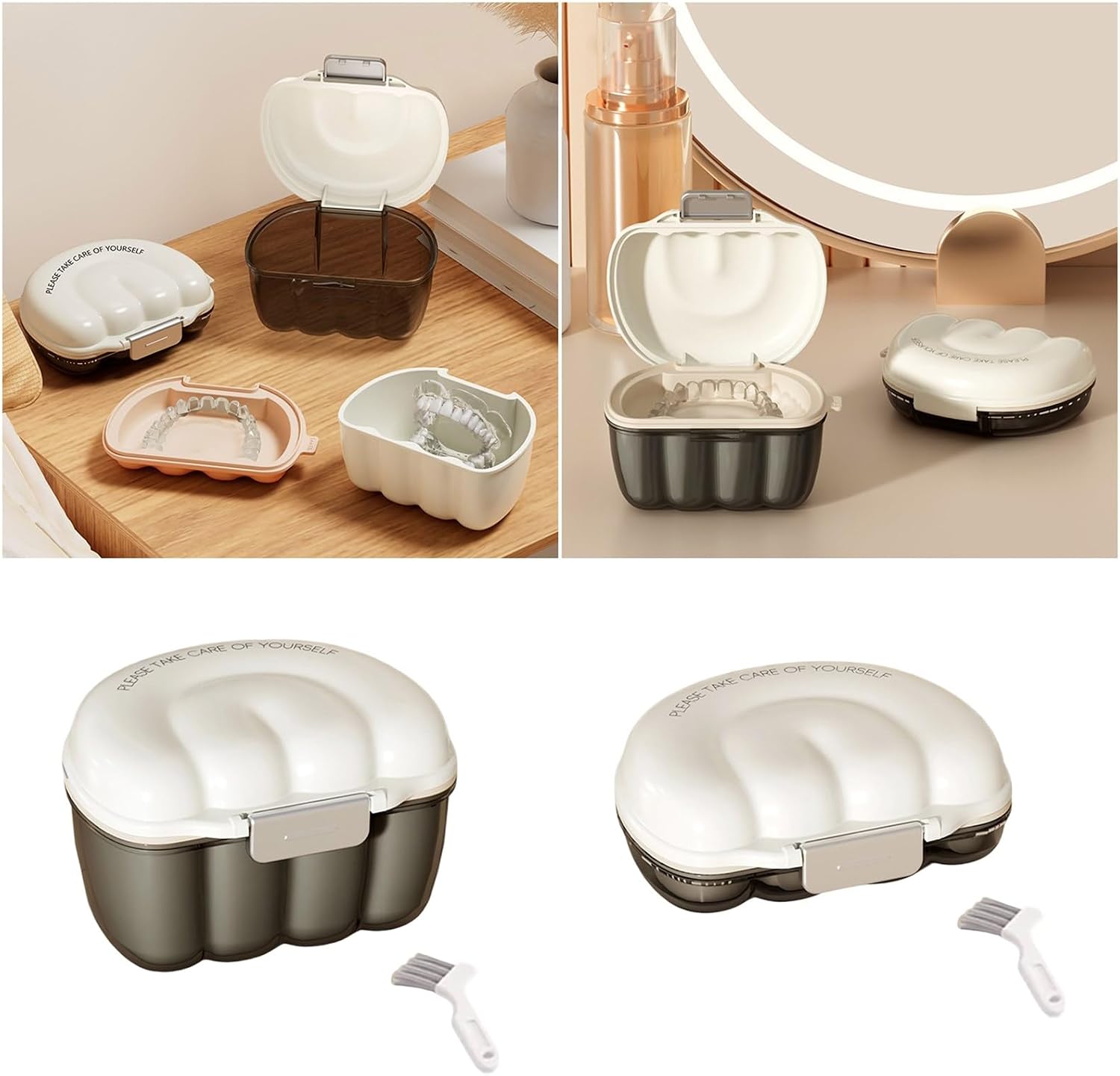 Compact Retainer Box Denture Holder With Filter Rack Discreet Aligner Storage For Travel Portable Jewelry And Aligner Organiser