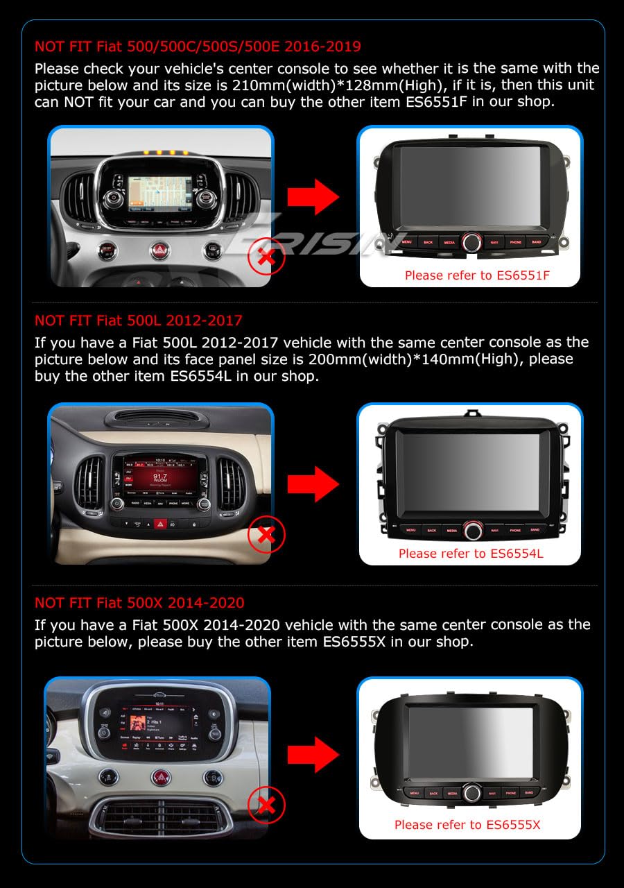 7" 8-Core Autoradio Android 16 per Fiat 500 500C 500S 500E Wireless Carplay | Android Auto 4GB+64GB Bluetooth 5.0 DSP WiFi 4G LTE SWC FM Radio GPS Navigatore IPS Schermo Tattile (Nero)
