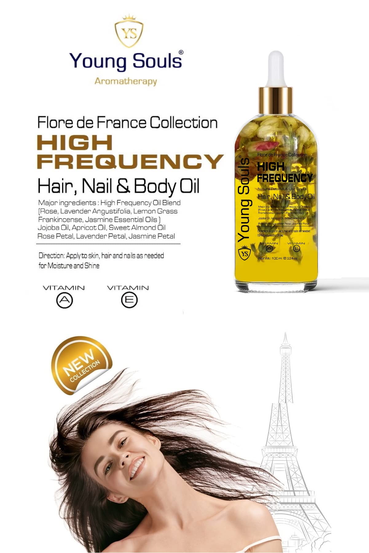 Young Souls Aromatherapy High Frequency Multi Use Oil Yüksek Frekans Yüz Saç Tırnak Vücut Bakım Kuru Yağ 100ml