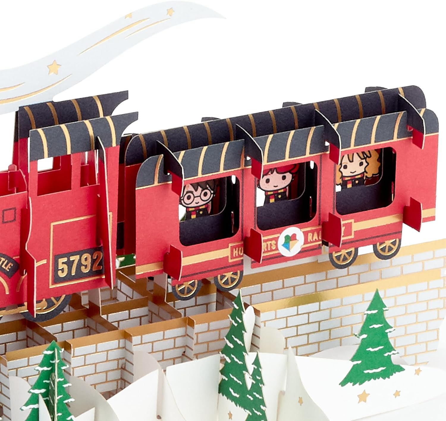 Hallmark Christmas Card, Harry Potter Christmas Card, 3D & Pop Up Card, Hogwarts Express, Red