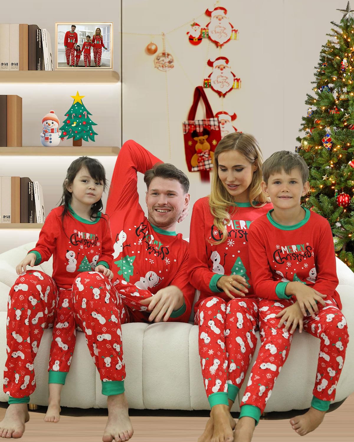 DDKJ Pijama Navidad Familia,Pijamas de Navidad para la Familia con Estampado de Reno,Pijama Navideño Familiar a Cuadros Rojos y Negros,Pijamas Navideños Pareja/Niños/Niñas/Bebe
