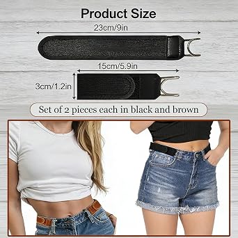 Novastream 4pcs No Buckle Belts for Men, Tactical Metal Hook Elastic Buckless Belt Loops, Adjustable Magic Tape Buckle Belts, Comfortable and Easy to Use