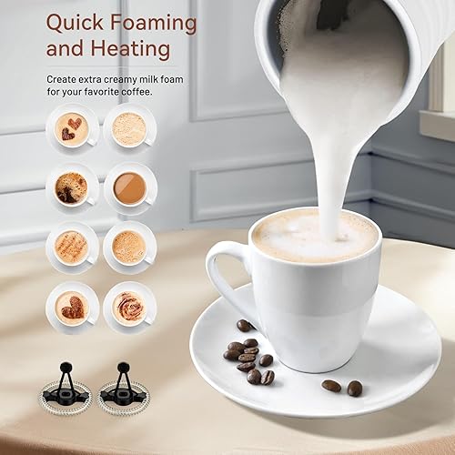 Miniatura 6 de 2 batidores de repuesto para espumador de leche eléctrico 4 en 1, vaporizador de leche automático MMF-809-WH, MMF-809-BL, negro, 1.5 x 1.5 pulgadas