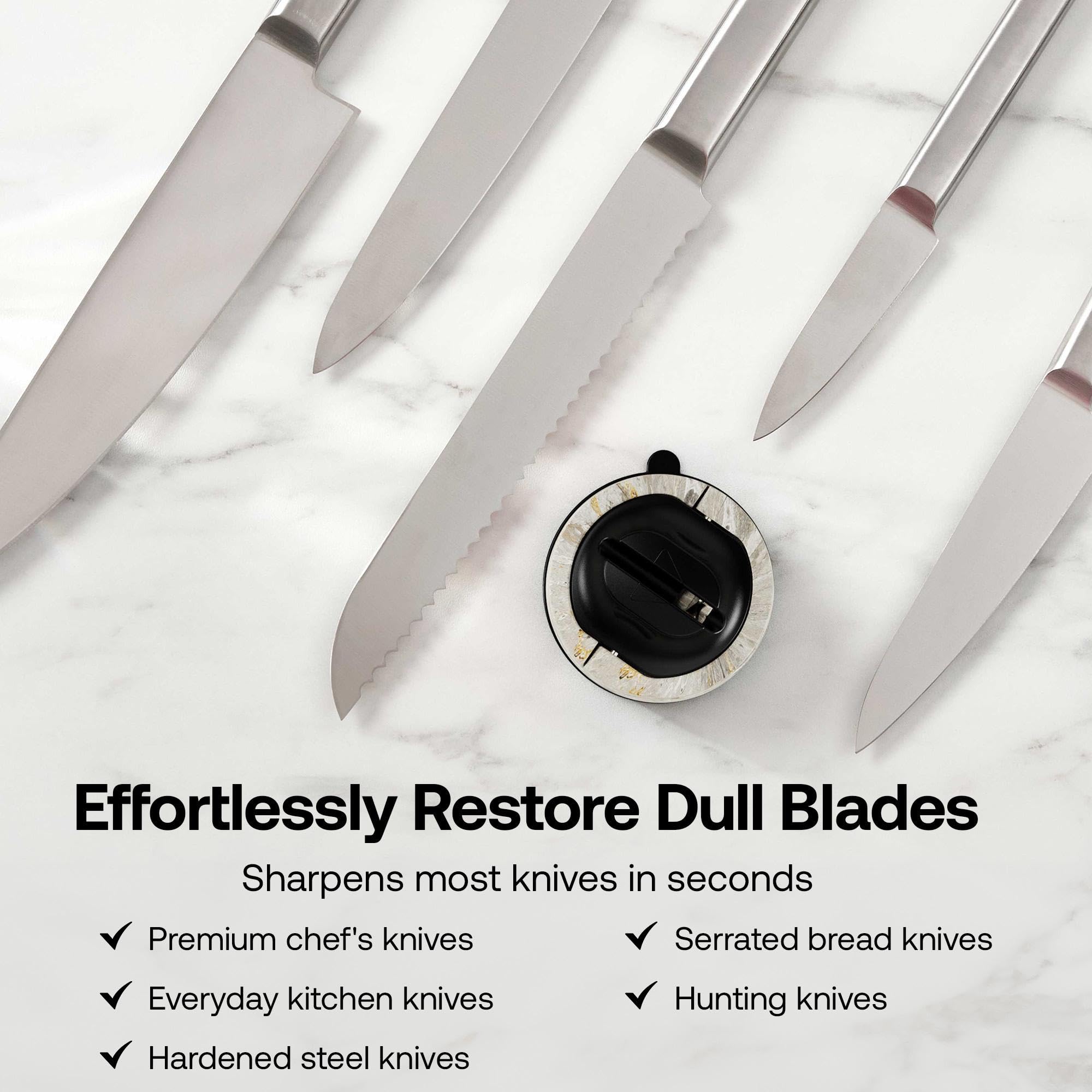 AnySharp Knife Sharpener, Hands-Free Safety, PowerGrip Suction, Safely Sharpens All Kitchen Knives, Ideal for Hardened Steel & Serrated, World's Best, Compact, One Size, Silver — view 54