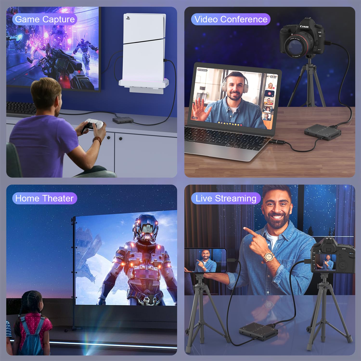 Tarjeta de captura de video 4K, transmite y graba en 4K30 HDR10,1080P120 con latencia ultra baja en PS5, PS4/Pro, Xbox Series X/S, Xbox One X/S, Switch/OLED, Steam Deck, cámara en OBS y más