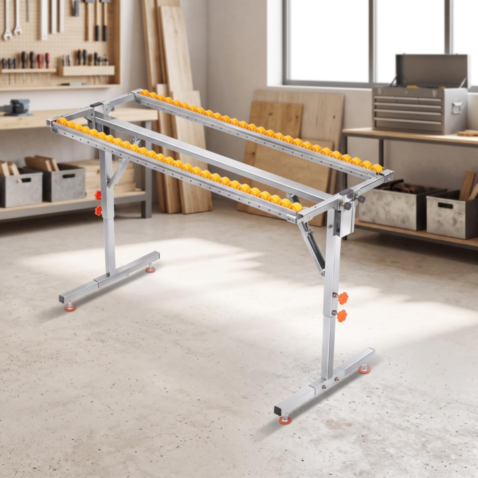 Support Bracket Werkstückständer Rollenbock Materialauflage Zuführtisch Höhenverstellbar aus Edelstahl mit Doppelrollen für Werkbank Säge