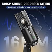 Vista 4 de FIFINE Micrófono de grabación de podcasts, micrófono de condensador USB para transmisión de música vocal, micrófono de escritorio de computadora