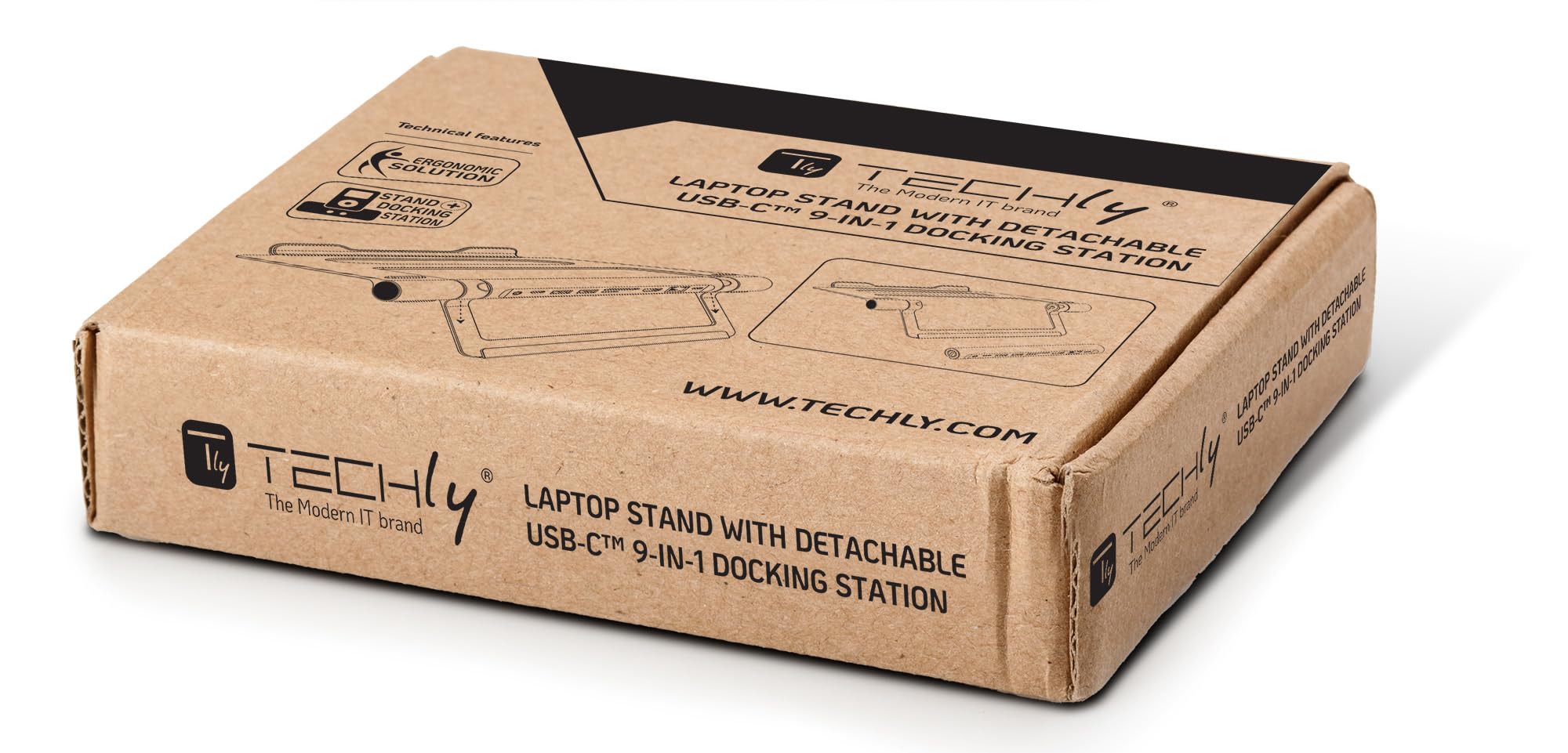 Techly 368314 Docking Station USB-C™ 9 in 1 Hub USB3.2 Stand per Notebook Pieghevole Silver
