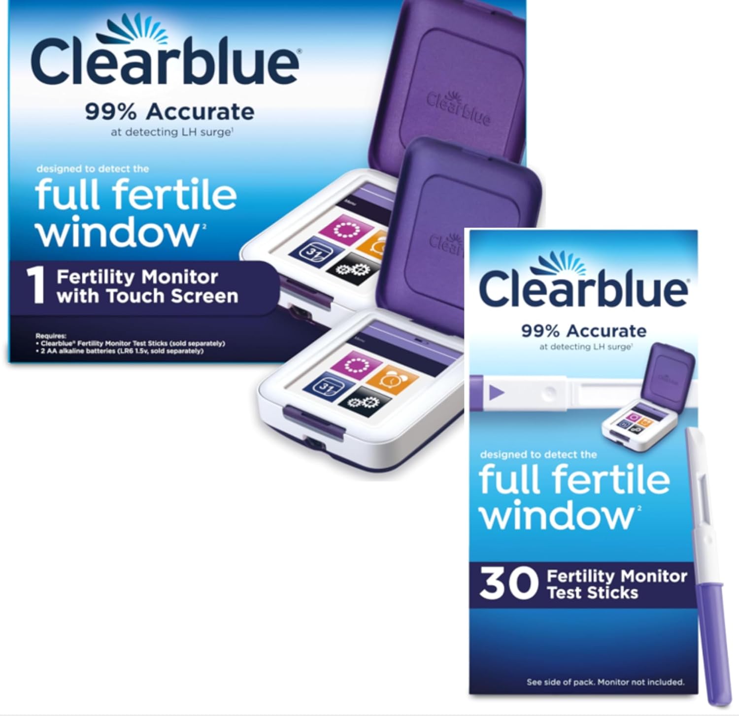 Clearblue Fertility Bundle: Fertility Monitor, 1 Touch-Screen Monitor, 1ct + Fertility Test Sticks, 30ct