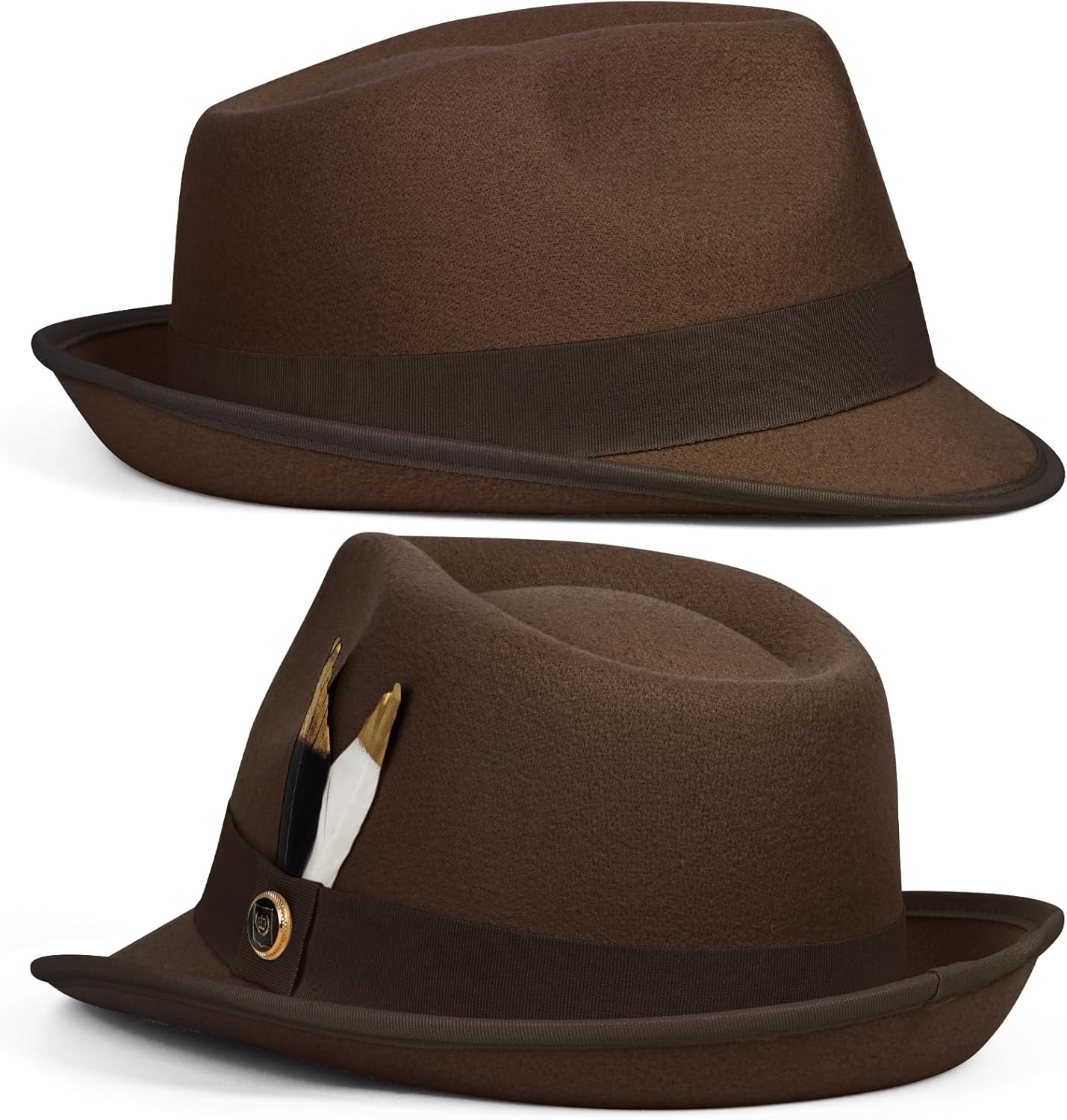 FADACHY Fedora Hats for Men & Women Short Brim Felt hat Trilby Fedora with Feather Panama Dress Hat - Image 5