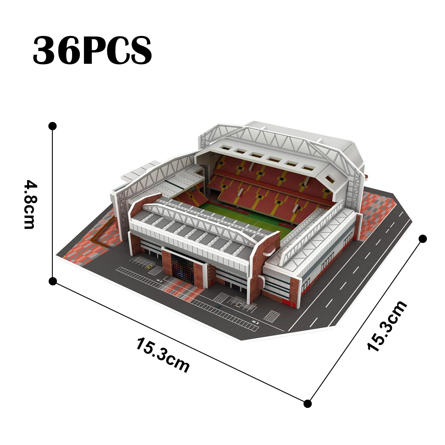 Georgie Porgy Puzzle dello Stadio di Calcio 3D Modello Giocattoli da Costruzione Set di Sostruzione per Bambini Regali di Compleanno (Anfield Stadium 36 Pezzi)
