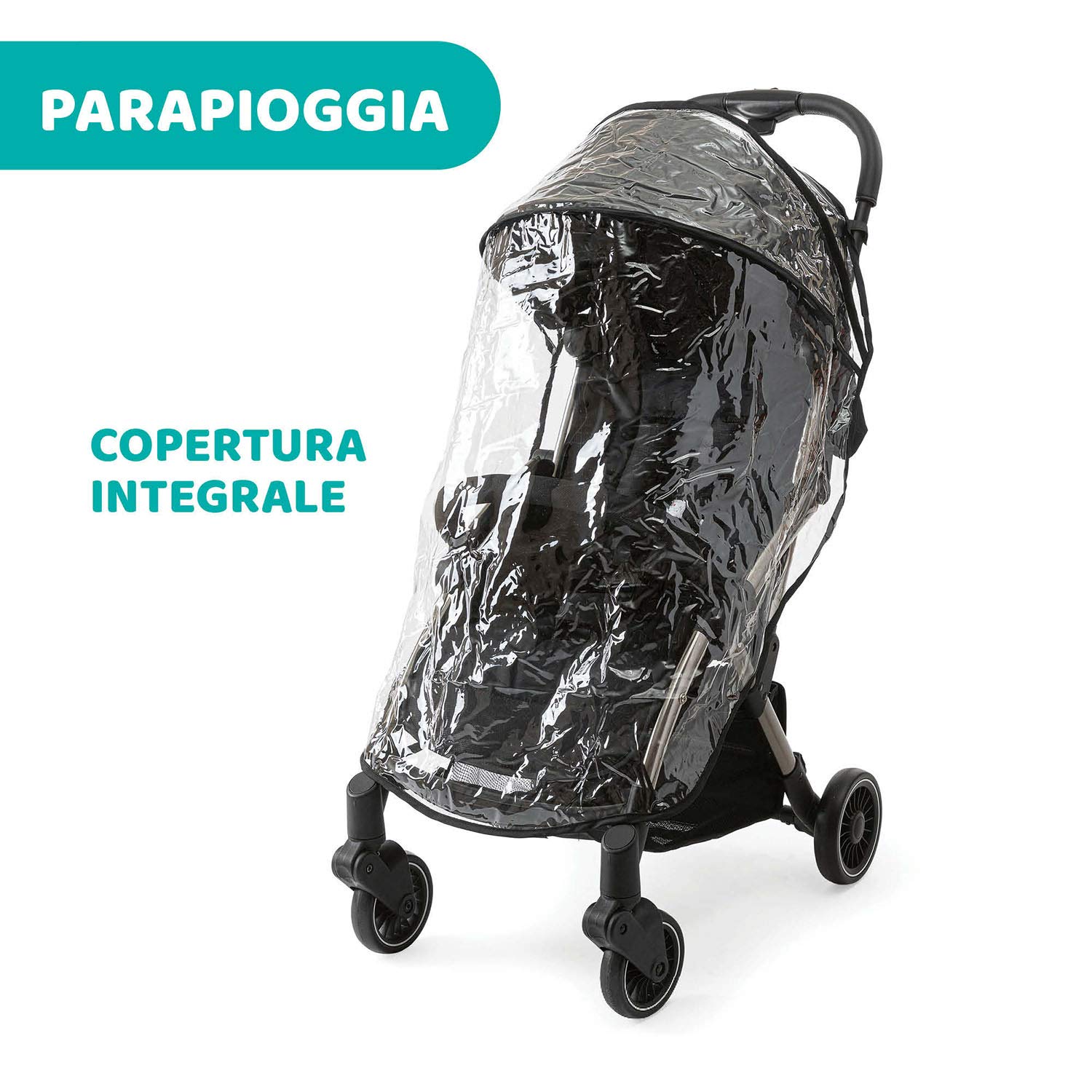 Chicco Cheerio Passeggino Leggero e Compatto da 0 mesi a 15kg (portata max 18kg), Passeggino Pieghevole, Posizione Nanna, Chiusura Automatica in 1 Gesto, Capotte Parasole e Parapioggia, Nero