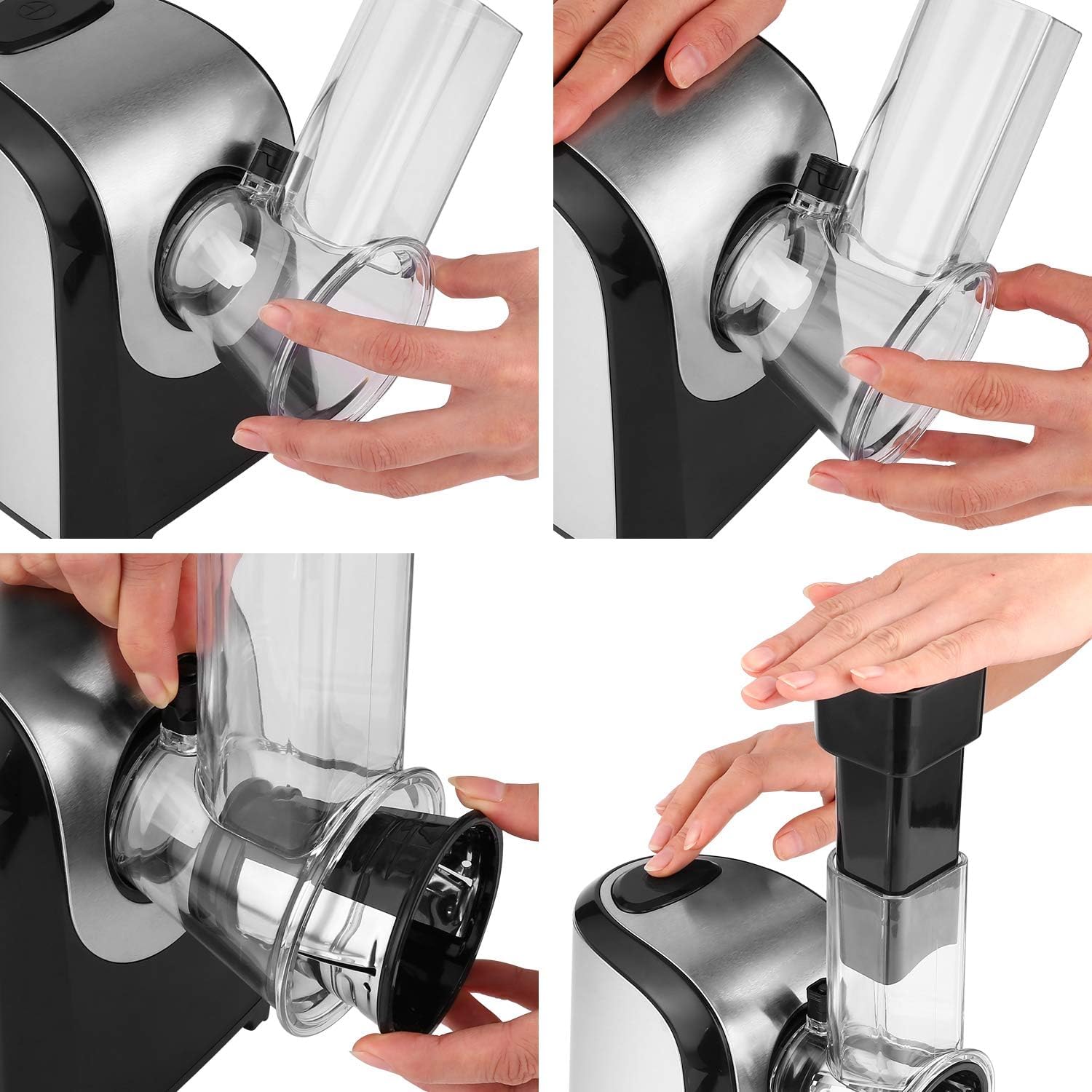 Affettatrice elettrica automatica per verdure, grattugia elettrica da cucina con 5 lame coniche, grattugia e tritatutto elettrico per verdure con controllo a un pulsante