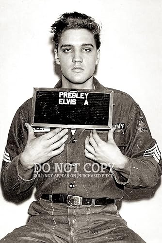 Elvis Presley Army Mugshot Fotografía 11 X 17 – Impresionante taza de 1960 foto del joven icono del Rock and Roll – Póster de fotos