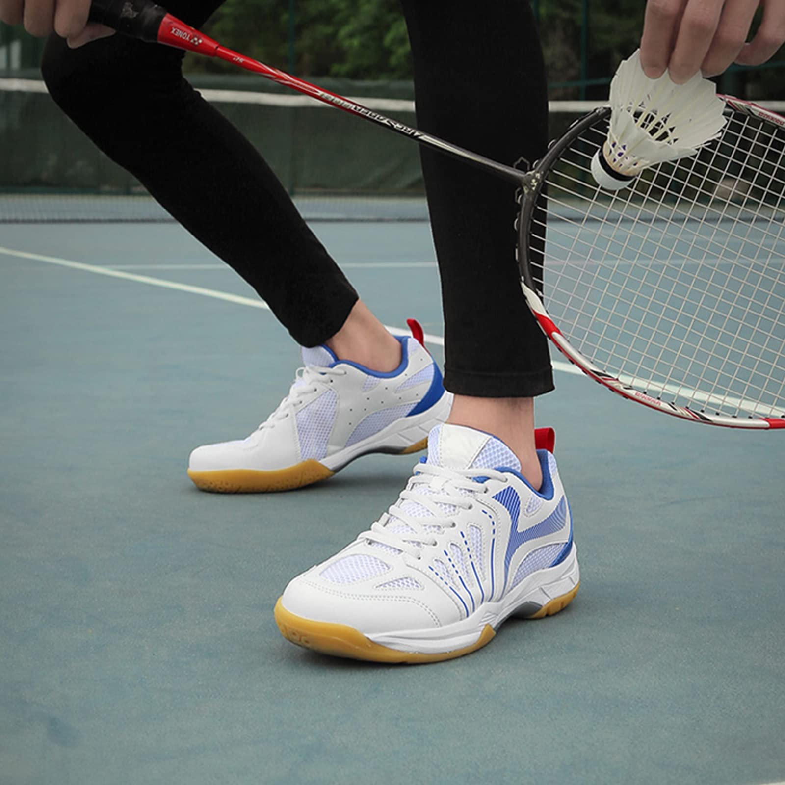SDEQA Zapatos De Bádminton para Hombres Zapatos De La Corte Interior Zapatillas Antideslizantes De Tenis Deporte Transpirable para Tenis De Tenis De Calabaza Tenis