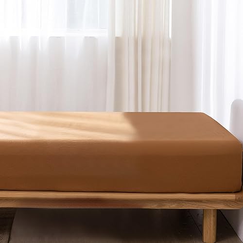 Miniatura 2 de MooMee Sábana bajera ajustable solo 100% algodón lavado con textura parecida al lino, transpirable, duradera, suave, cómoda, bolsillo profundo