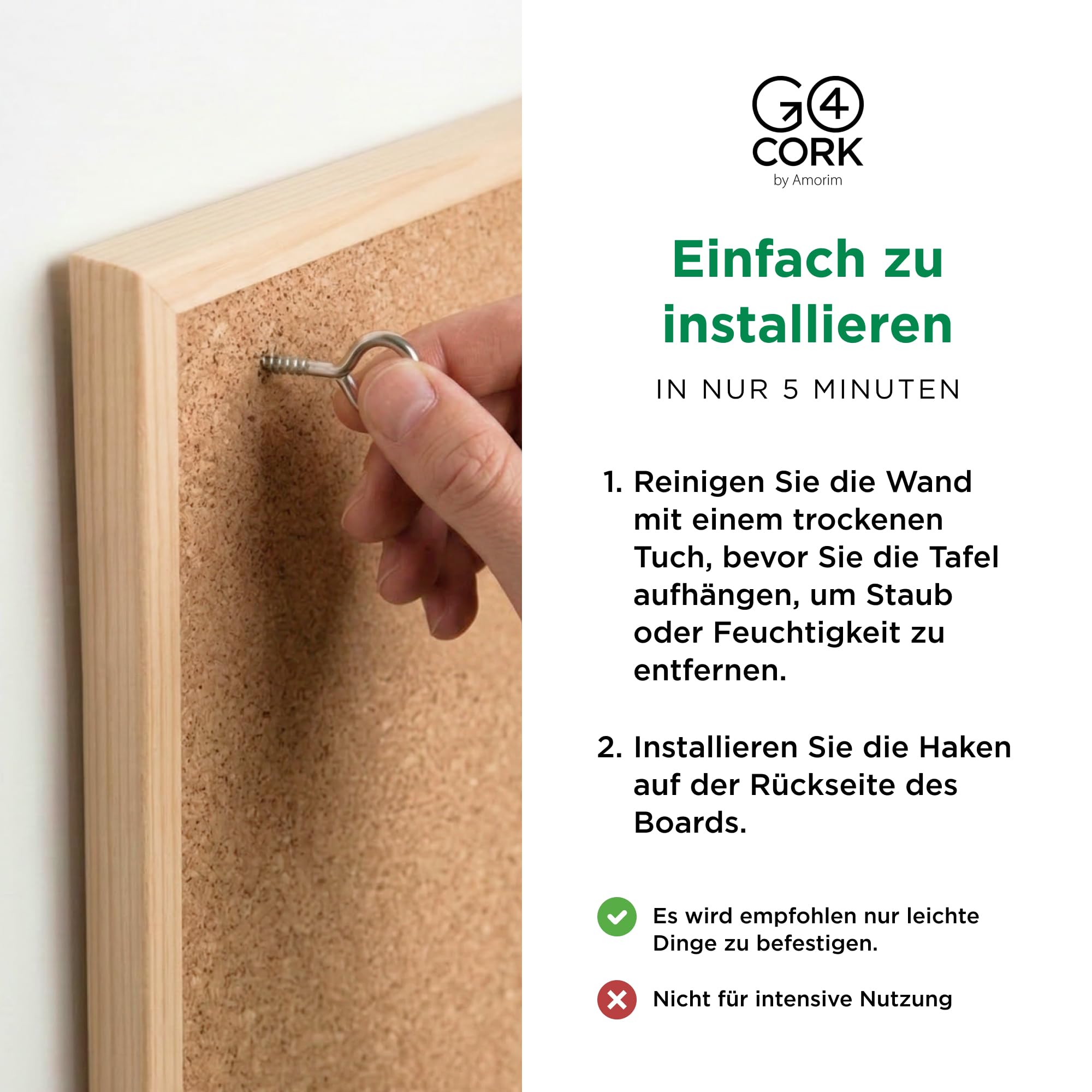 Go4Cork Pinnwand aus Kork, gerahmt, 90 x 60 cm, doppelseitiger Kiefernrahmen, Öko-Kork-Memoboard, Büro, Zuhause und Klassenzimmer, Organisationsdekoration, Reißzwecken und Einrichtungszubehör im