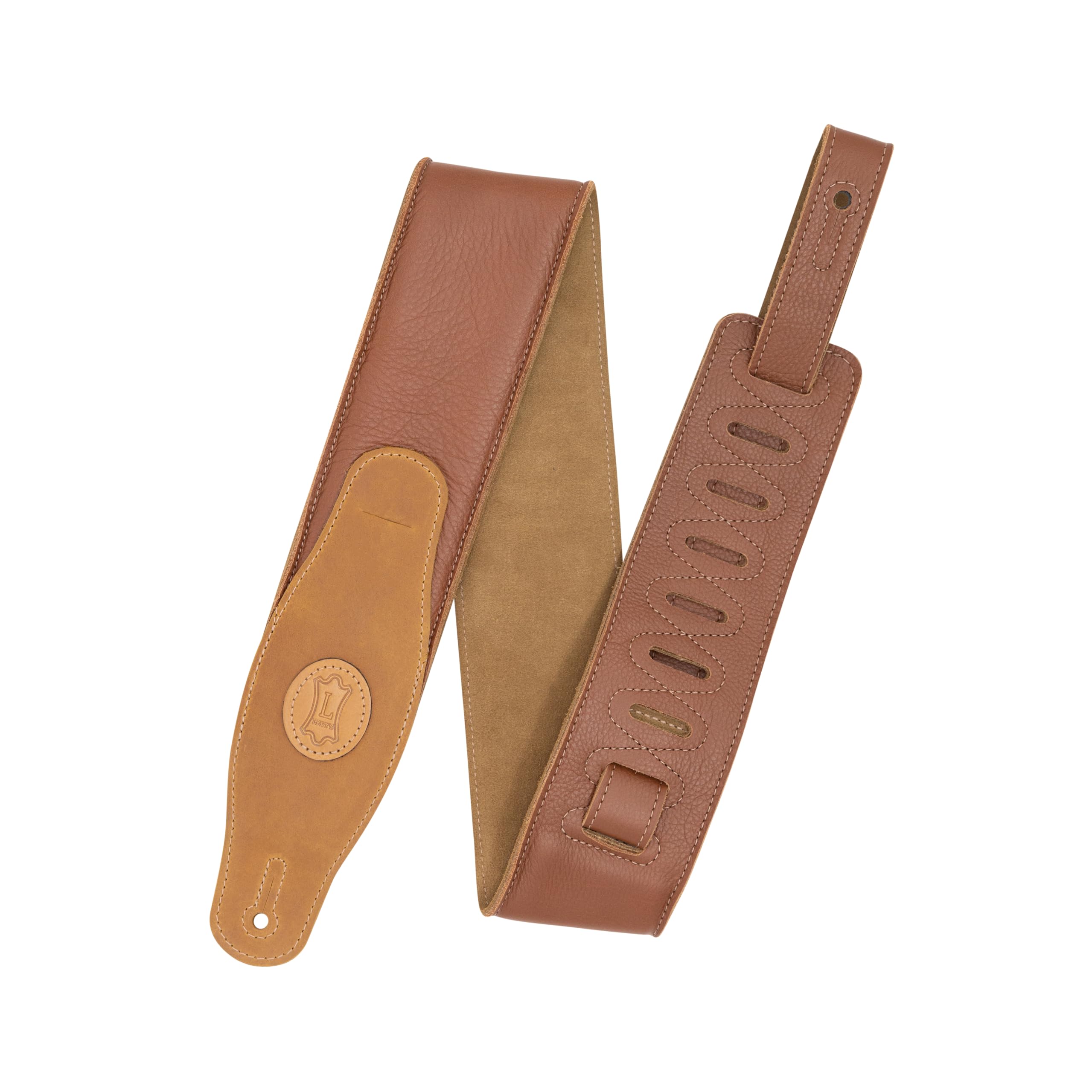 Levy's Tan/Sand Musical Instrument 3" Cirro Series Padded Garment Leather Guitar Strap & One Size
