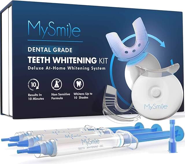MySmile Teeth Whitening Kit with LED Light, 10 Min Non-Sensitive Fast Teeth Whitener with 3 Carbamide Peroxide Teeth White...