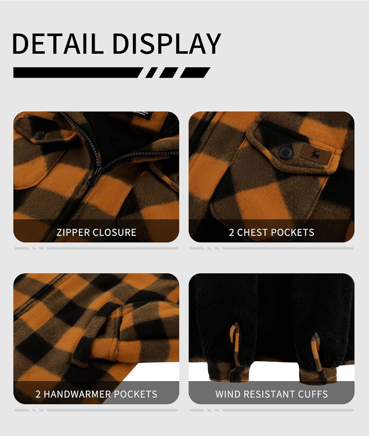 JACKETOWN Boys Fleece Jacket Kids Plaid Flannel Shacket Shirts Sherpa Hoodie Zip Up Sweatshirt Winter Coat 6-15 Years - Image 4